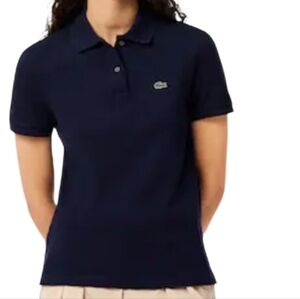 NWT Lacoste Kids Girls Dark Blue Polo Shirt Short Sleeve